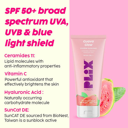 PLIX  Under-Eye Gel and SPF 50+ Guava Glow Sunscreen Combo