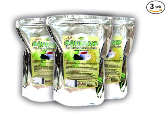 Alavi's Soursop / Graviola 240 Dry Leaves with Stems Powder - 130 gms - Pack of 3