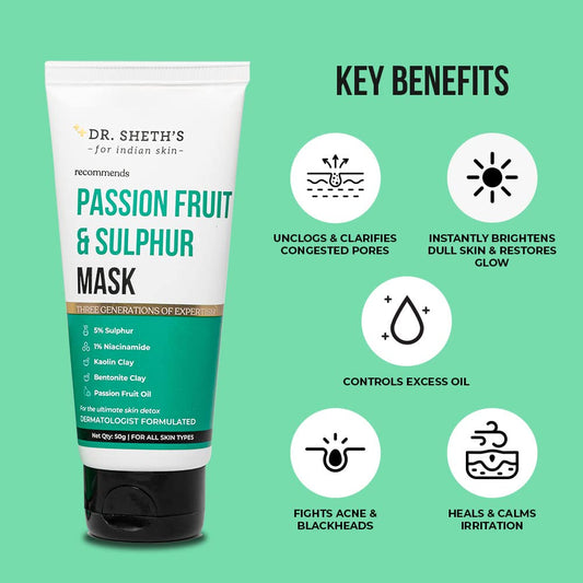 Dr. Sheth's Passion Fruit & Sulphur Face Mask -50 gm