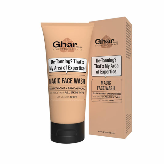 Ghar Soaps Magic De-Tan Face wash I With Sandalwood ,Saffron & Glutathione  -100ml