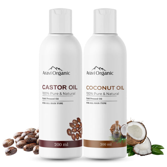 Aravi Organic  Cold Pressed Coconut Oil And Castor Oil  200 ml