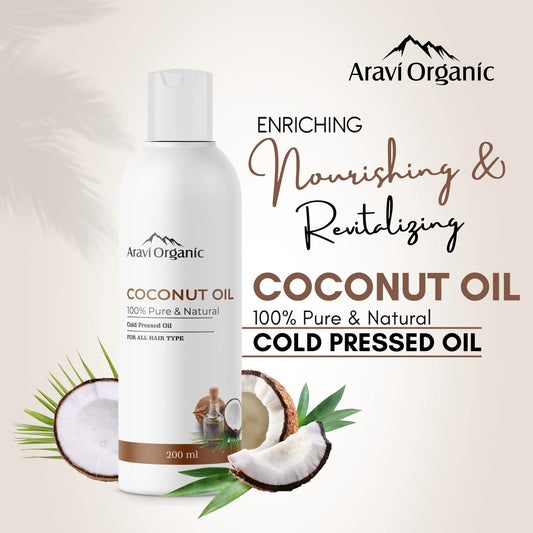 Aravi Organic  Cold Pressed Coconut Oil And Castor Oil  200 ml