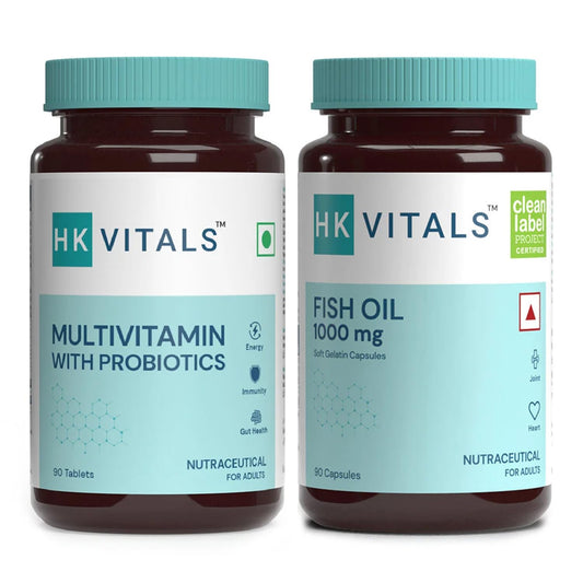 HealthKart HK Vitals Fish Oil and Multivitamin with probiotics (90 Tablets Each) Combo Pack