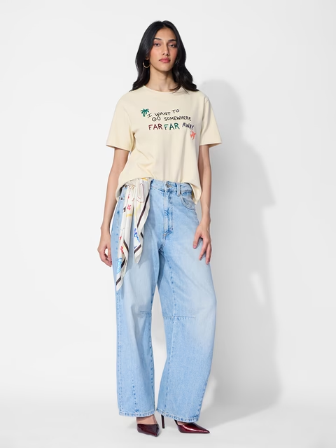 Textured T-shirt: Far Away Women Relaxed Fit T-Shirts