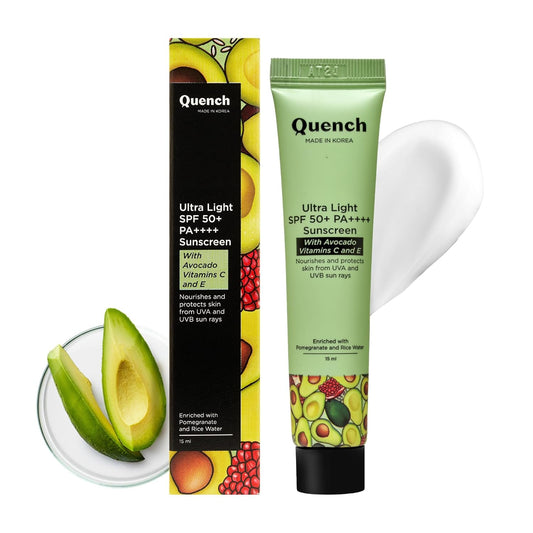 Quench Vitamin E Ultra Light SPF 50+ PA++++ Sunscreen for Glowing Skin  -15ml