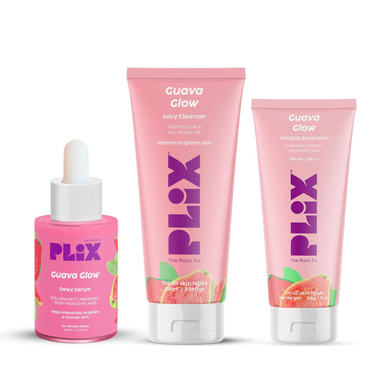 PLIX  Face Serum-20ml, Cleanser-100ml& Zero White Cast Sunscreen -50g