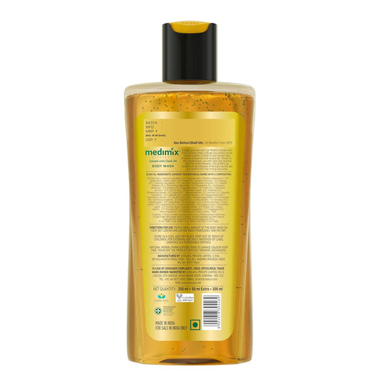 Medimix Ayurvedic Body wash, Sandal With Eladi Oil Clear, Glowing And Tan-Free Skin 250ml + 50ml Shower Gel