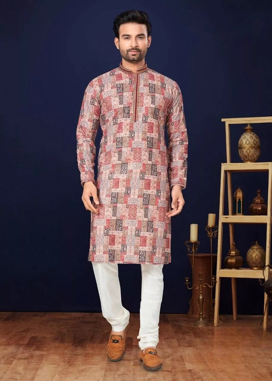 Designer Heavy Cotton Men'S Kurta Pajama Set