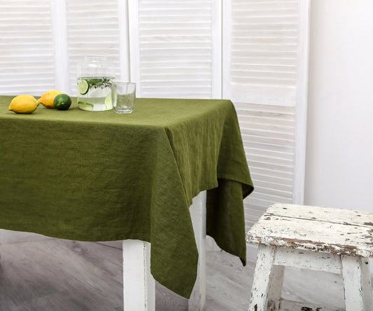 Linen Table Cloth, Outdoor Linen Tablewear, Kitchen Dining Table Decor TC-3