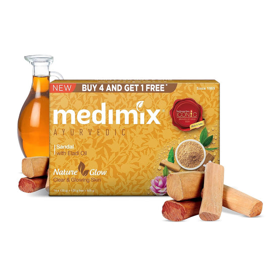 Medimix Ayurvedic Sandal Bathing Bar, 125 g (4 + 1 Offer Pack)