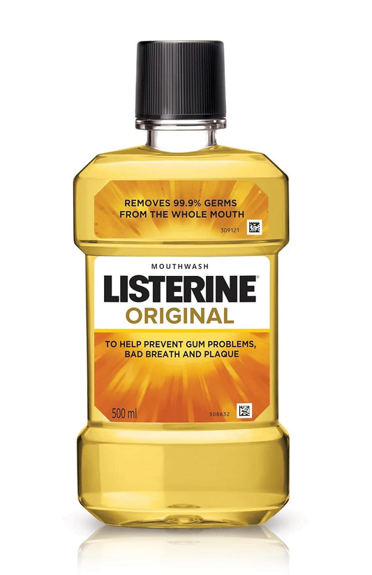 Listerine Original Mouthwash Liquid, Removes 99.9% Germs, 500ml pack of