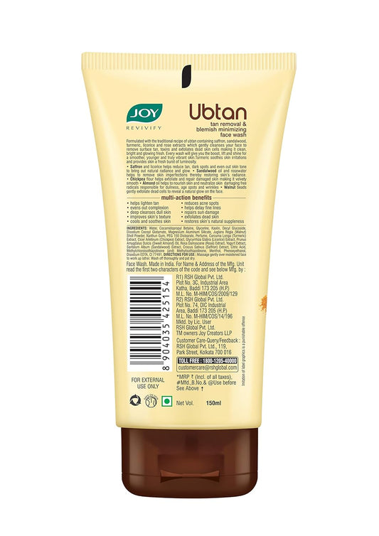 Joy Tan Removal Ubtan Face Wash (150ml)