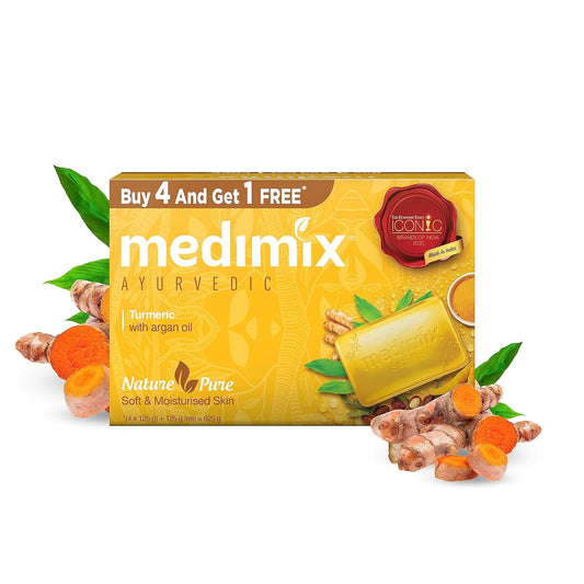 Medimix Ayurvedic Tumeric & Argan Oil Bathing Bar, 125 g (4 + 1 Offer Pack)