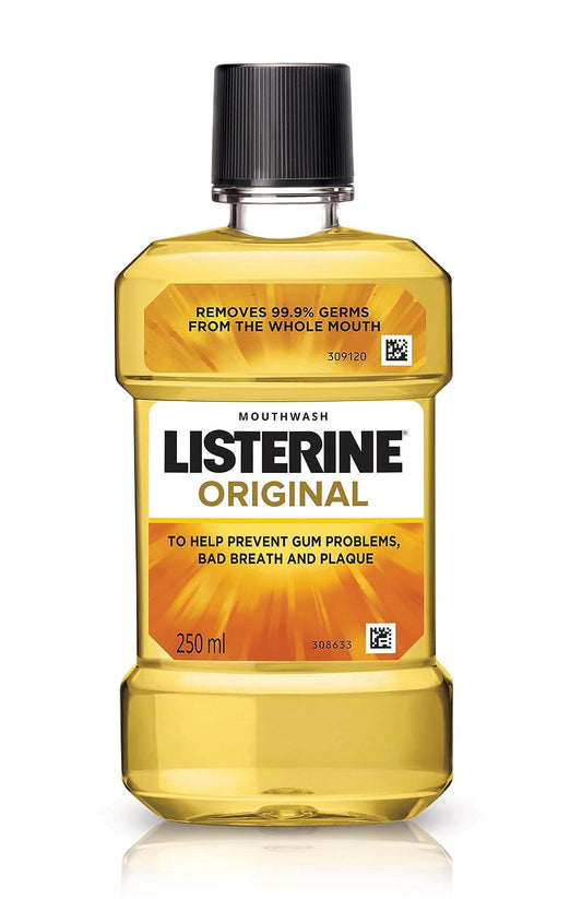 Listerine Original Mouthwash Liquid, Removes 99.9% Germs, 250ml,