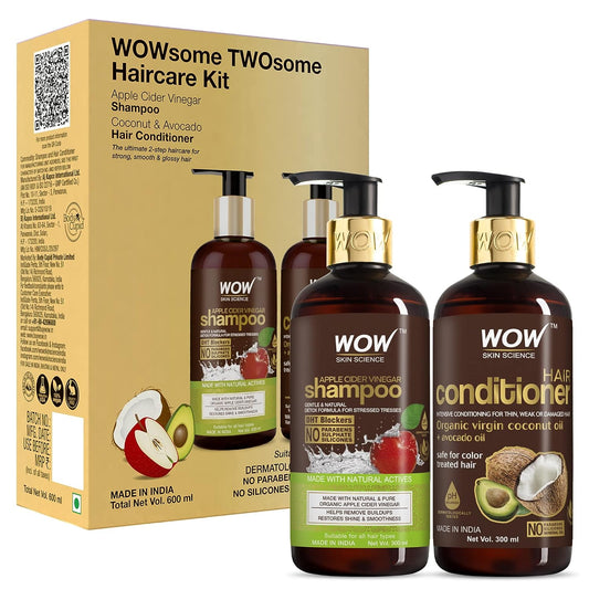 Wow Skin Science Apple Cider Vinegar Shampoo and Hair Conditioner Combo -300 ml + 300 ml