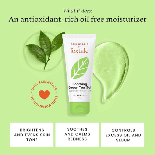 Foxtale Essentials Green Tea Oil-Free Gel Face Moisturizer - 50g