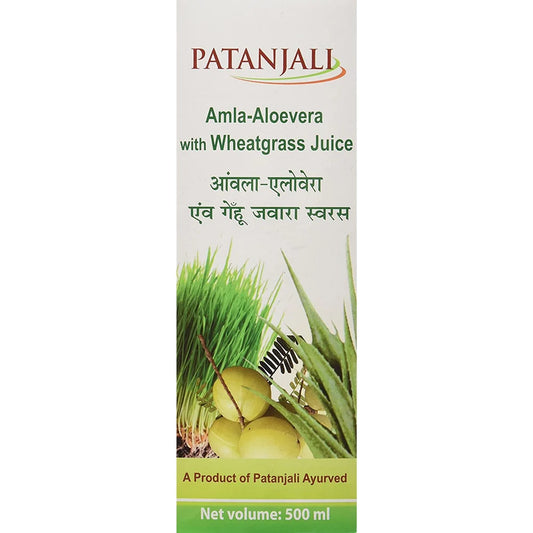 Patanjali Amla Aloevera with Wheat Grass Juice -500 ml - Pack of 1