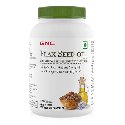 GNC Flax Seed Oil 1000mg Vegetarian Omega 3 & 6 Capsules for Overall Well Being - 180 tabs