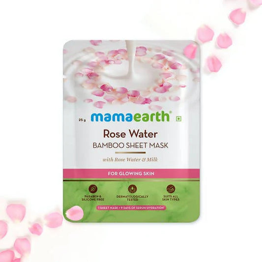 Mamaearth Rose Water Bamboo Sheet Mask with Rose Water & Milk -25 gm