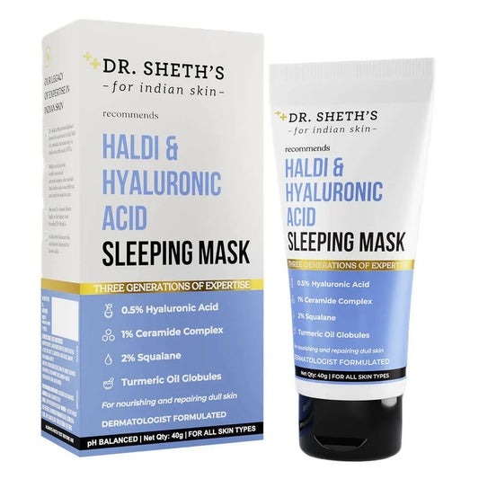 Dr. Sheth's Haldi & Hyaluronic Acid Sleeping Mask Cream For Even Tone, Acne, Dullness & Hydration, For All Skin Types -40 gm