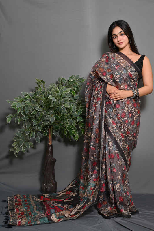 Soft Lichi Silk saree With Blouse