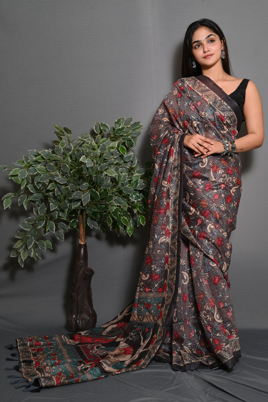 Soft Lichi Silk saree With Blouse