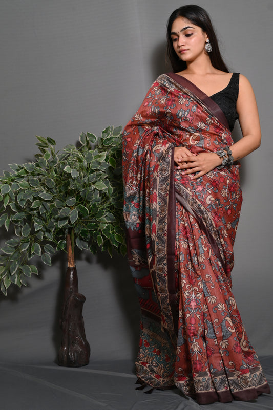 Soft Lichi Silk Saree With Unstitched Blouse