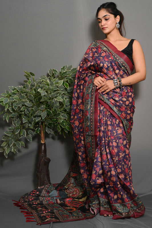 Women's  Soft Lichi Silk saree With Unstitched Blouse