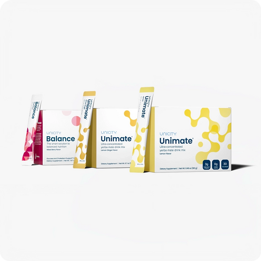 Unicity Unimate Variety Flavors (30 Pack Each) & Balance Mixed Berry 30 Pack Combo Set