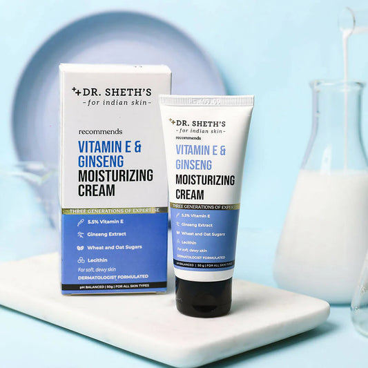 Dr. Sheth's Vitamin E & Ginseng Face Moisturizing Cream For Instant Hydration, For All Skin Types -50 gm