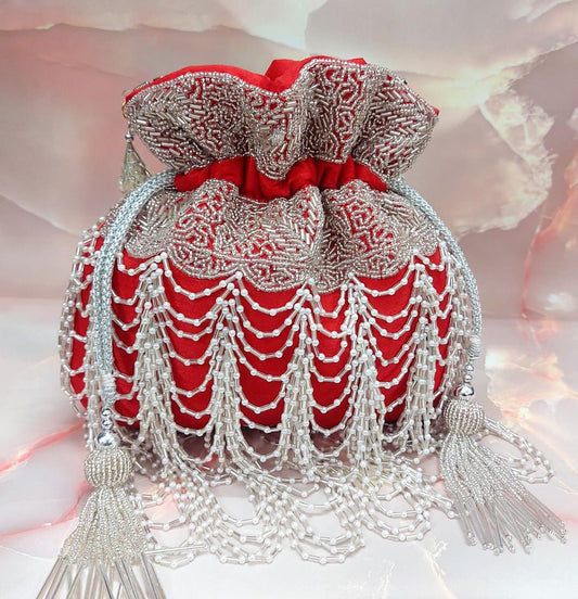 Red bridal potli bag