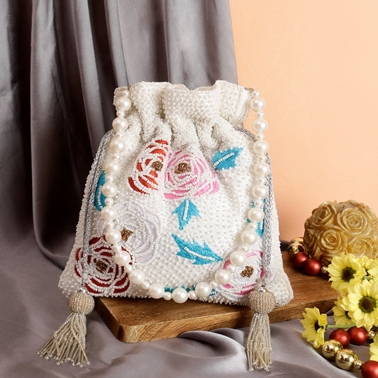 White Bridal Potli Bag