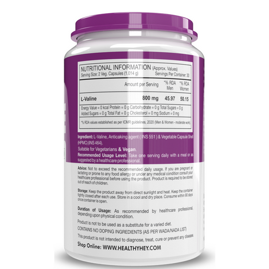 Healthyhey L-Valine- 60 Vegetable Capsules