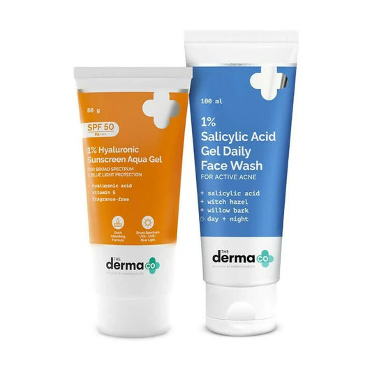 1 % Salicylic Acid Gel Daily Face Wash :-100 ml 1% Hyaluronic Sunscreen Aqua Gel :-80 gm