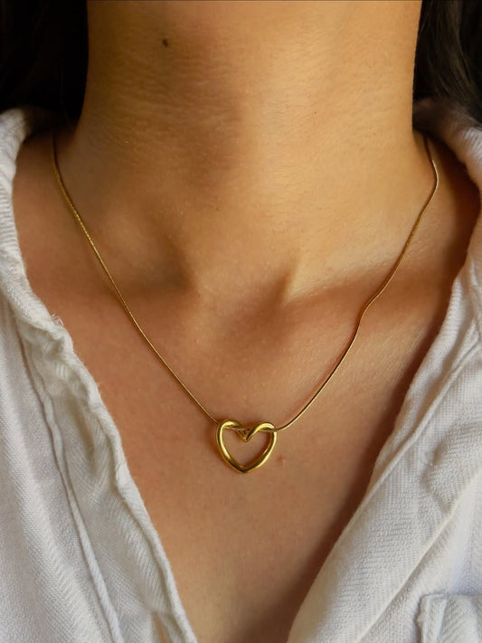 Stainless Steel Heart Pendant Necklace |Anti-Tarnish  Gold Necklace for Women