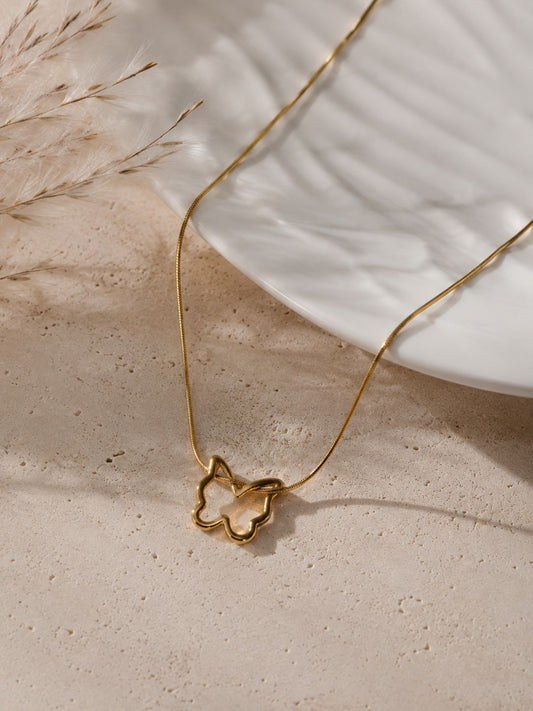 Gold Butterfly Stainless Steel Pendant Necklace for Women Anti-Tarnish Jewelry