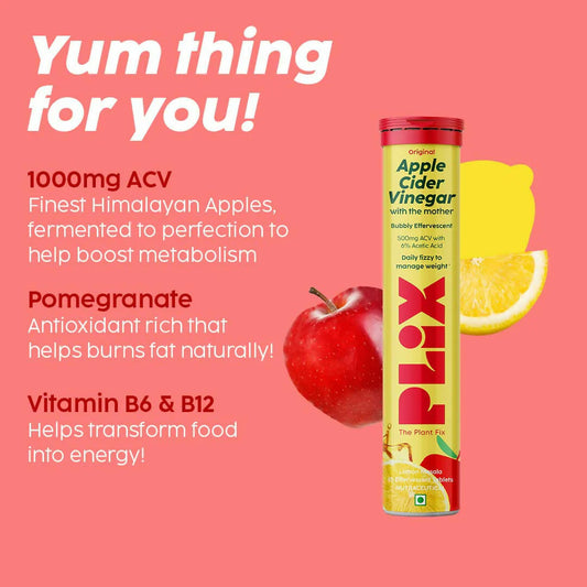 PLIX The Plant Fix Apple Cider Vinegar Lemon Masala -15 tabs