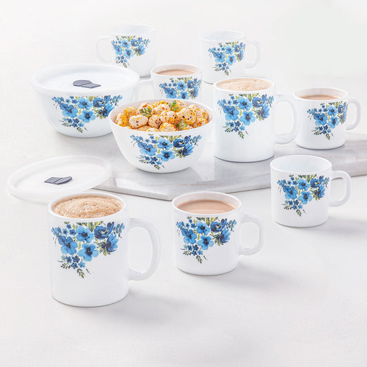 Larah by Borosil Pansy Snack Set w Mugs