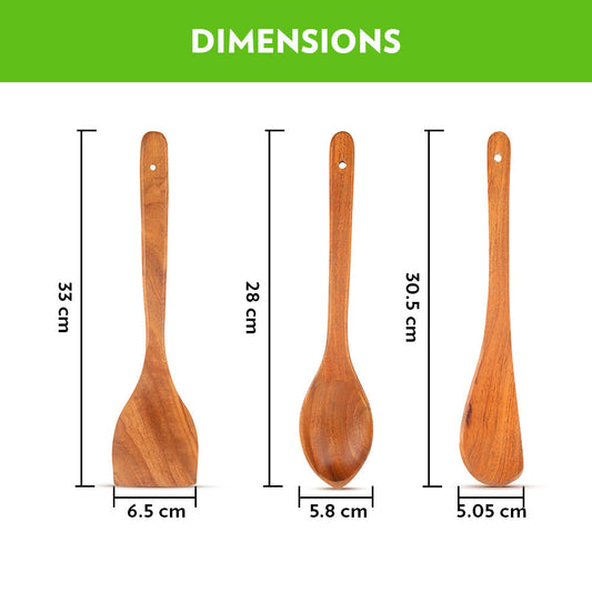 Borosil Wooden Spoons Set of 3