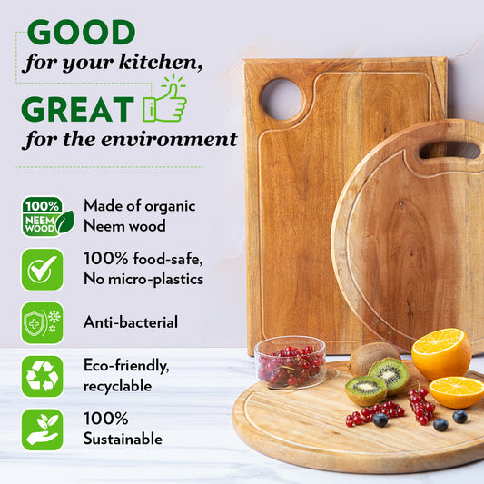 Borosil Wooden Round Chopping Board