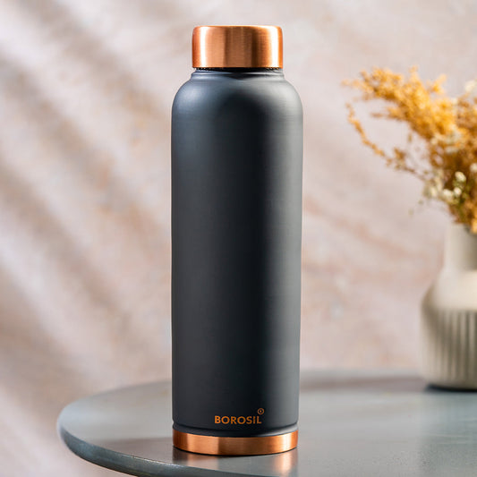 Borosil Eco Copper Bottle, Grey - Personalise