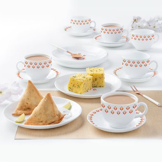 Larah by Borosil Gardenia Snack Set w Cups n Saucer