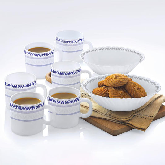 Larah by Borosil Jazzblue Snack Set w Mugs