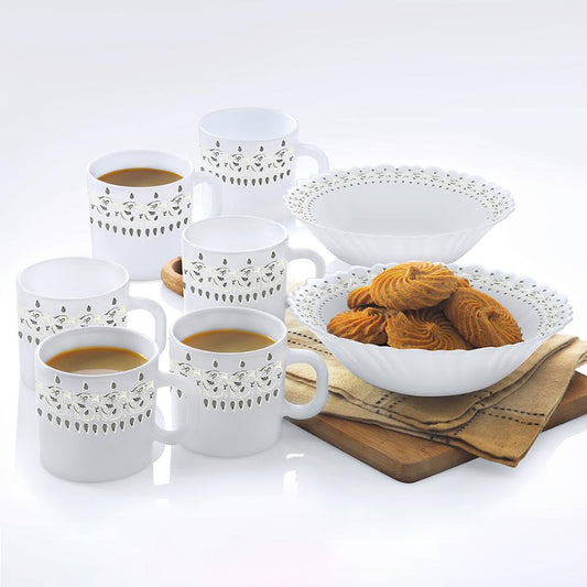 Larah by Borosil Ora Gold Snack Set w Mugs