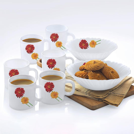 Larah by Borosil Zinnia Snack Set w Mugs