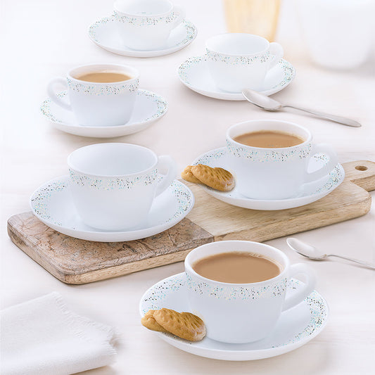 Larah by Borosil Riva Cup n Saucers Set