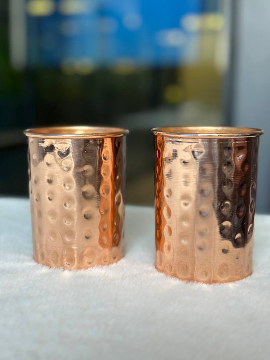 Copper Hammer Water Glass - 300ml -  Pack of 2