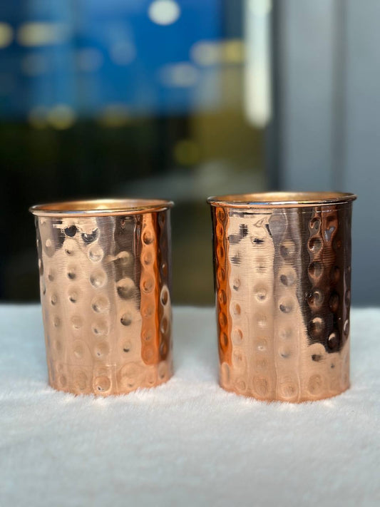 Copper Hammer Water Glass - 300ml -  Pack of 2