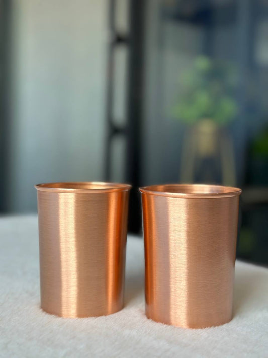 Copper Plain Water Glass - 300ml -  Pack of 2