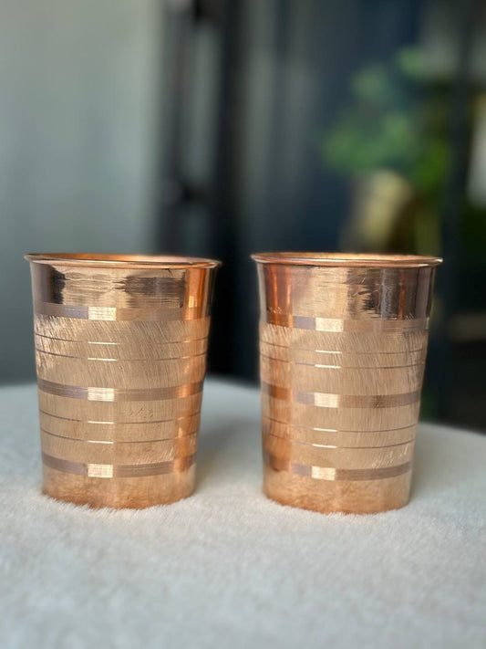 Copper silver touch water glass - 300ml -  Pack of 2